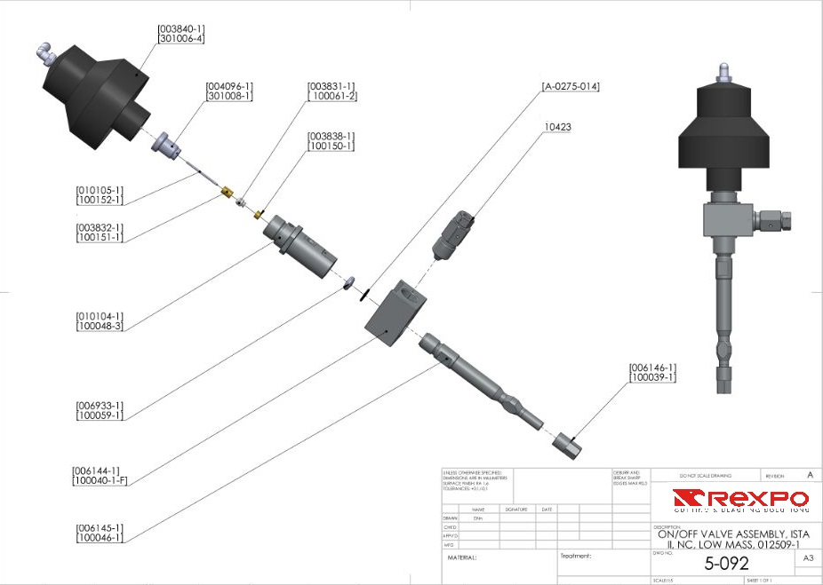 On / Off Valve Assembly  INSTA II  NC  Low Mass  012509-1
