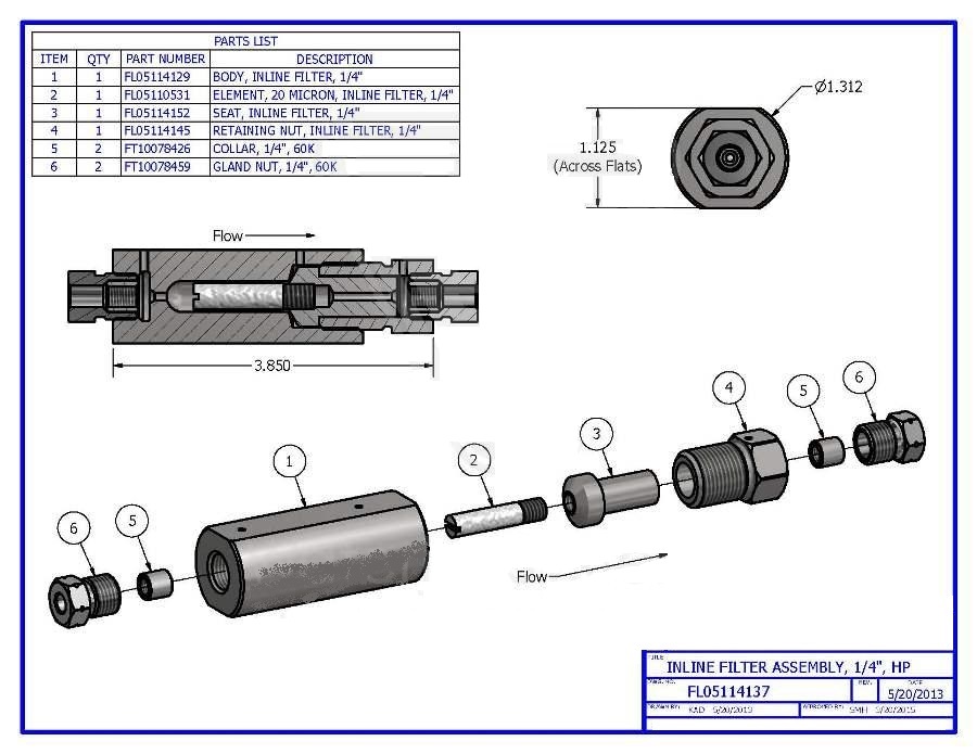 Inline Filter Assembly, 1/4", HP