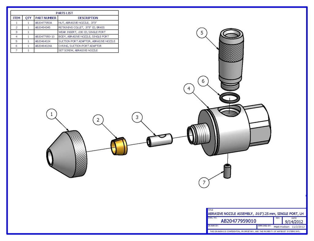Abrasive Nozzle Assembly .014"/0.35Mm