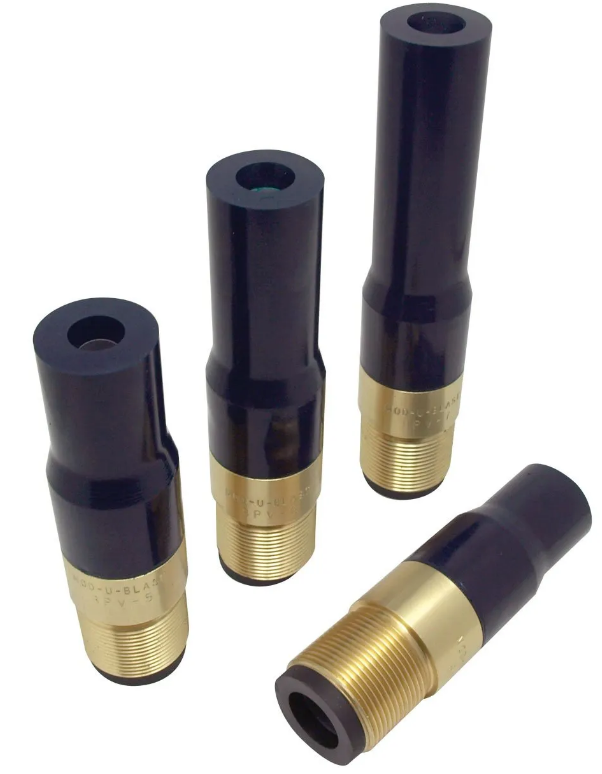 Tungsten Carbide Wide Entry Long Venturi Nozzle 1-1/4" Entry,  Zinc Alloy Thread  Polyuret Jacket 1/2"