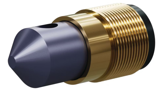 T045 Tungs Carb 45° Angle Nozzle SERIES 1-1/4" Brass Thread, Double Outlet 5/16"