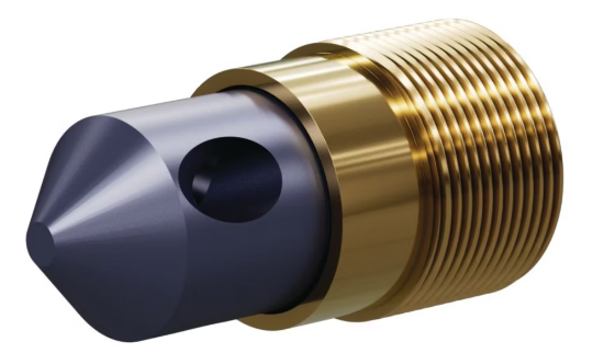 T045 Tungs Carb 45° Angle Nozzle SERIES 1-1/4" Brass Thread, Triple Outlet 1/2"